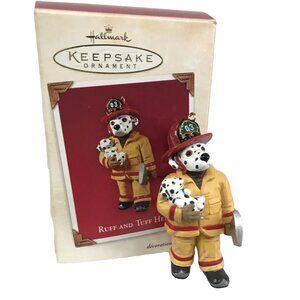 Vtg Hallmark Christmas Ornament RUFFTUFF HERO Dalmatian Dog Fire Fighter Fireman